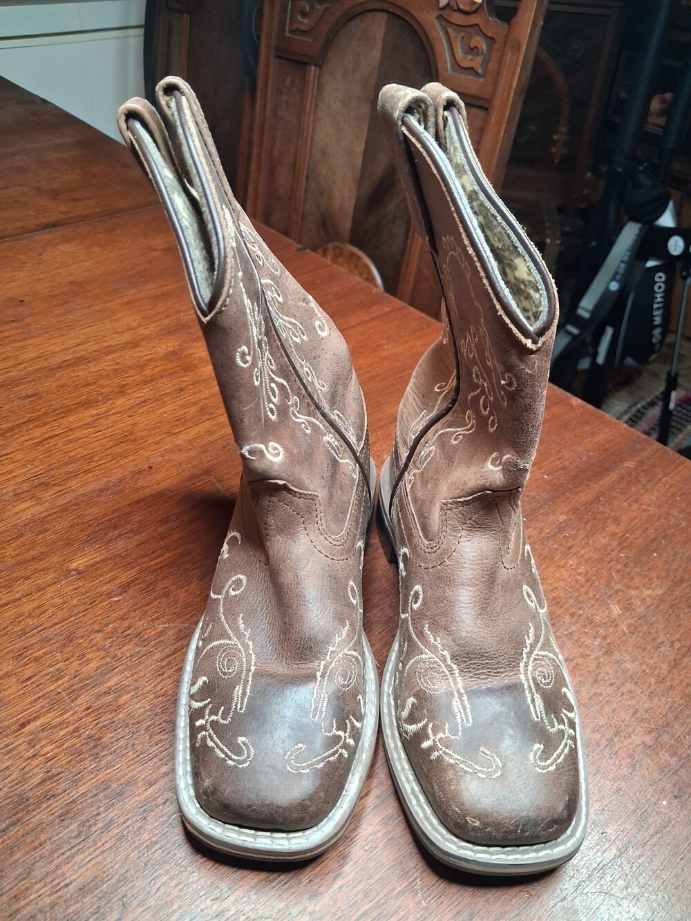 Smoky Mountain Western Boots Brown Square Toe 3845C Little Girls Youth Size 13R